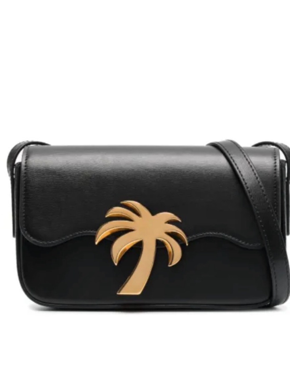 Palm Angels Black Crossbody Bag with Gold Palm Motif